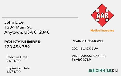 Cartão de seguro saúde de Uganda exemplo real